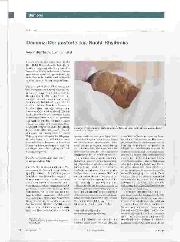 Vorschauseite 1: Demenz: Der gestörte Tag-Nacht-Rhythmus