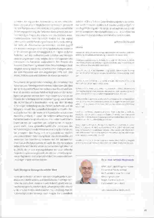 Vorschauseite 3: Vom «Produkt» Patienteuverfiigung zum «Prozess» Advance Care Planning: Ethische Pers-pektiven in den Praxisfeldern der Palliative Care