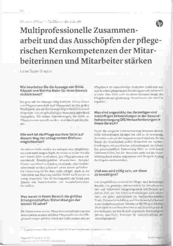 Vorschauseite 1: Multiprofessionelle Zusammenarbeit und das Ausschöpfen der pflegerischen Kernkompetenzen der Mitarbeiterinnen und Mitarbeiter stärken