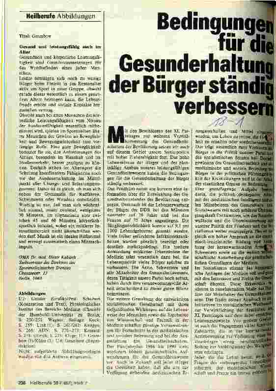Vorschauseite 1: Bedingungen für die Gesunderhaltung der Bürger ständig verbessern