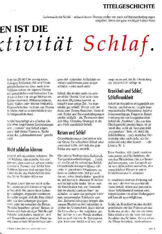 Vorschauseite 2: Gesundwerden und -bleiben ist die Lebensaktivität Schlaf.