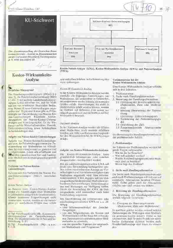 Vorschauseite 1: Kosten-Wirksamkeits-Analyse