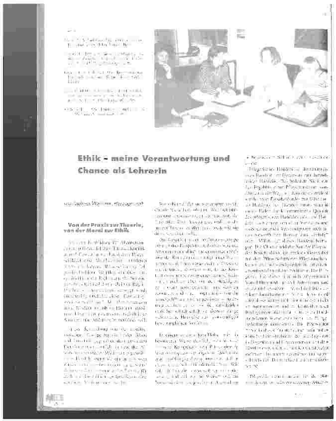 Vorschauseite 1: Ethik - meine Verantwortung und Chance als LehrerIn