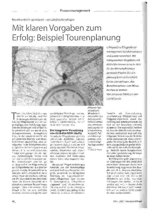 Vorschauseite 1: Mit klaren Vorgaben zum Erfolg: Beispiel Tourenplanung
