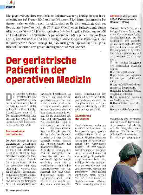 Vorschauseite 1: Der geriatrische Patient in der operativen Medizin