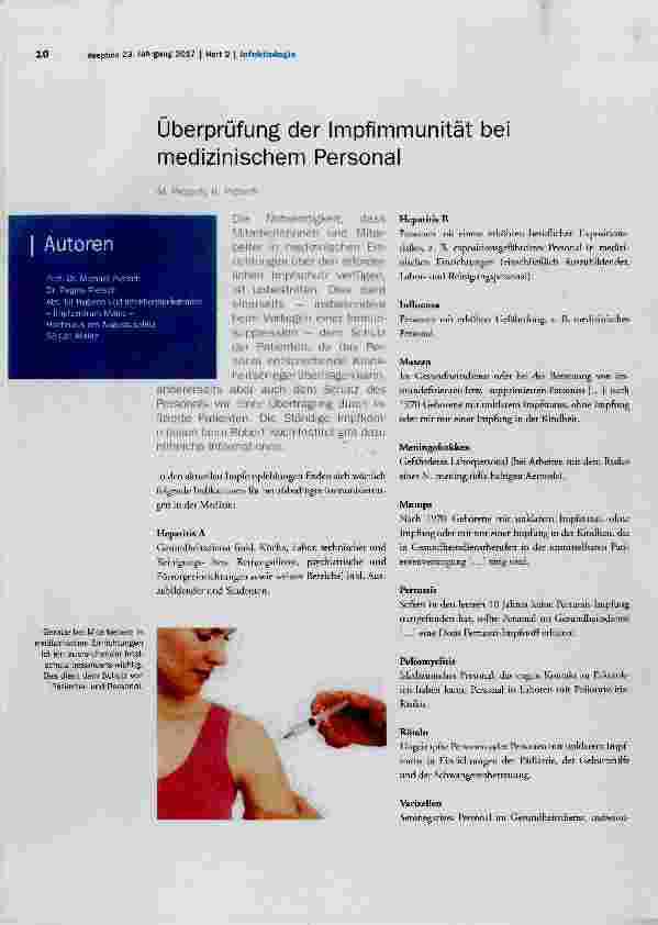 Vorschauseite 1: Überprüfung der Impfimmunität bei medizinischem Personal
