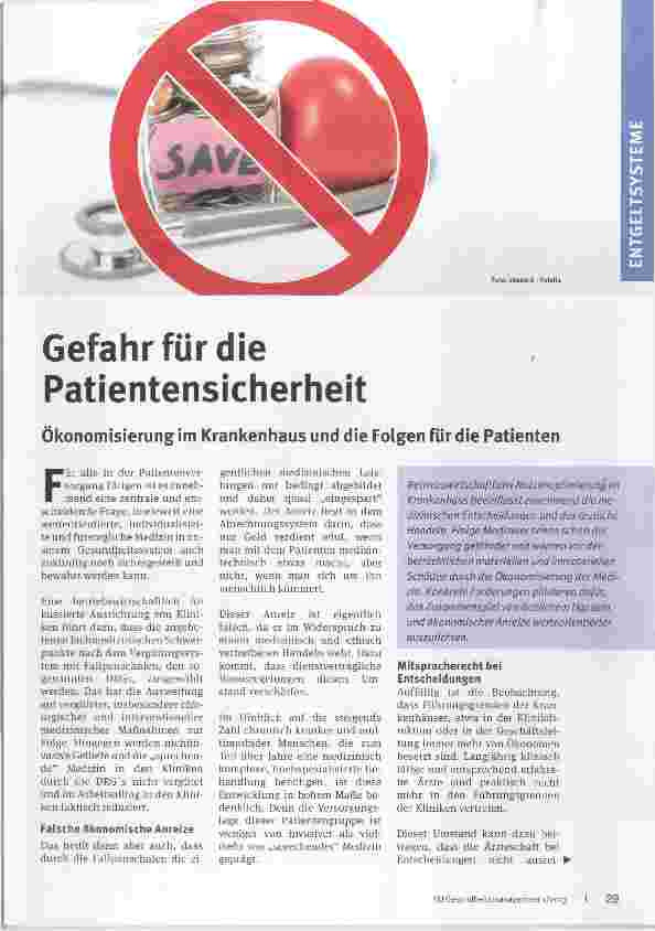 Vorschauseite 1: Gefahr für die Patientensicherheit