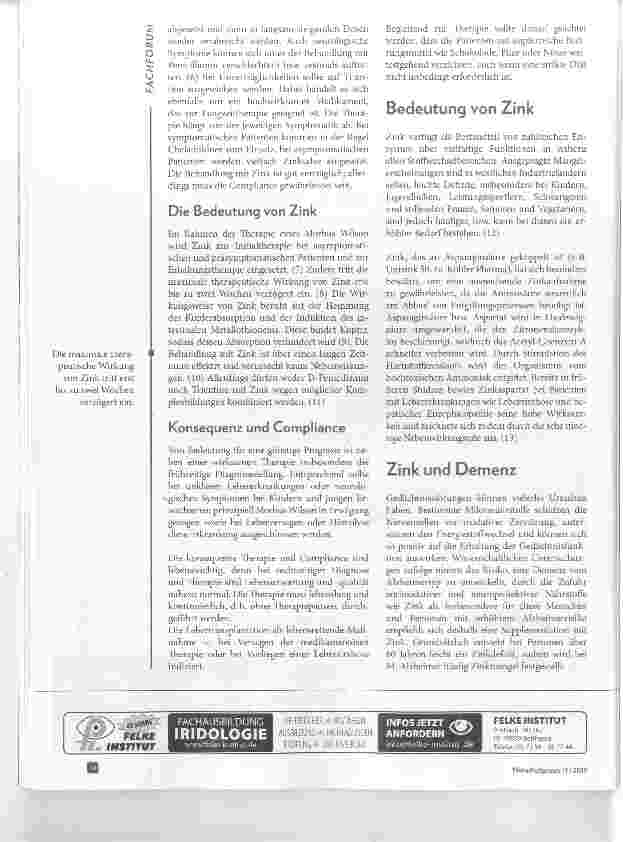 Vorschauseite 3: Zink in der Therapie von M. Wilson und Demenz