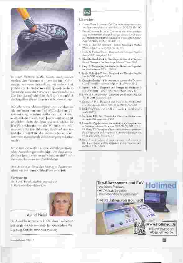 Vorschauseite 4: Zink in der Therapie von M. Wilson und Demenz