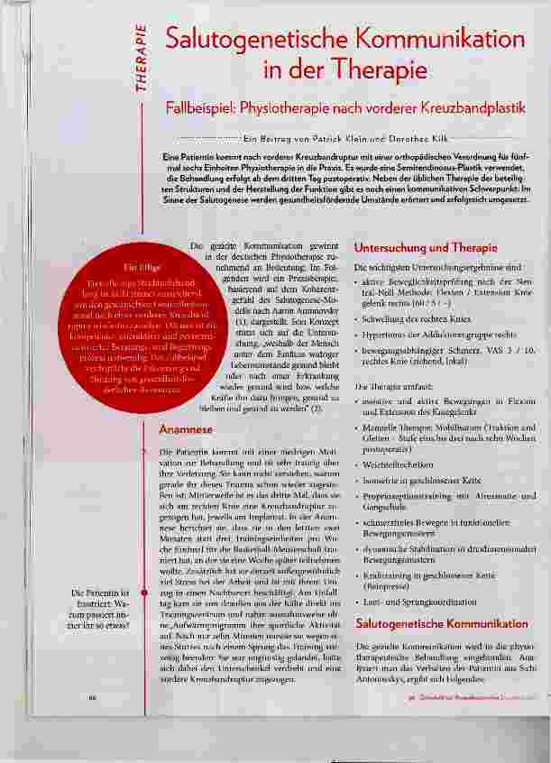 Vorschauseite 1: Salutogenetische Kommunikation in der Therapie