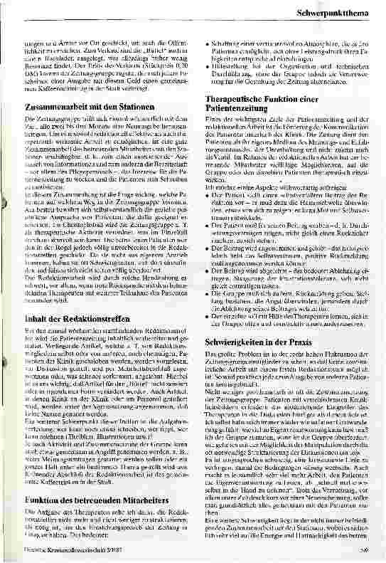 Vorschauseite 2: Redaktionsarbeit mit einer Patientenzeitschrift