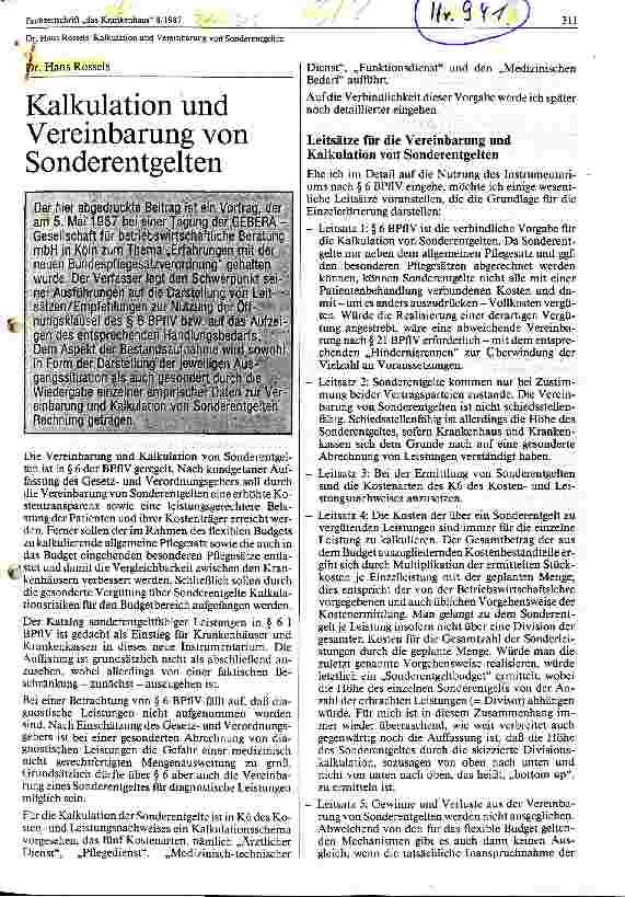Vorschauseite 1: Kalkulation und Vereinbarung von Sonderentgelten