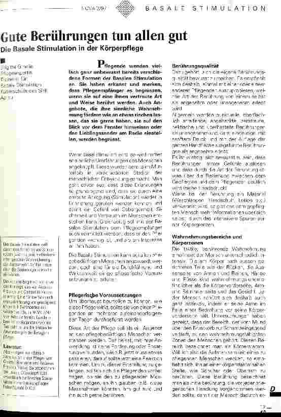 Vorschauseite 1: Gute Berührungen tun allen gut Die Basale Stimulation in der Körperpflege