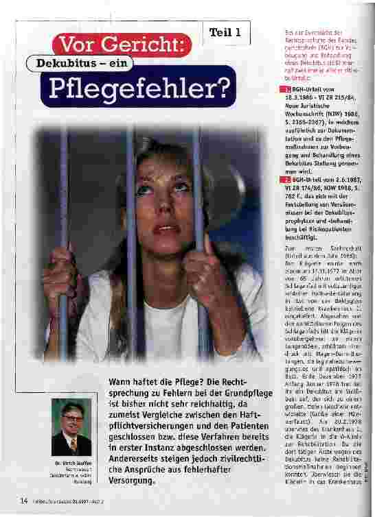 Vorschauseite 1: Vor Gericht: Dekubitus - ein Pflegefehler? Teil 1