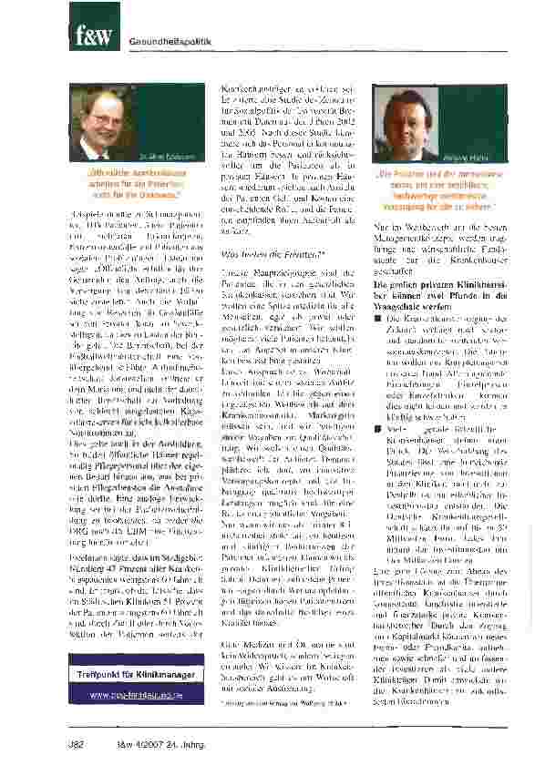 Vorschauseite 3: Wie viel Privatisierung verträgt der Krankenhausmarkt?