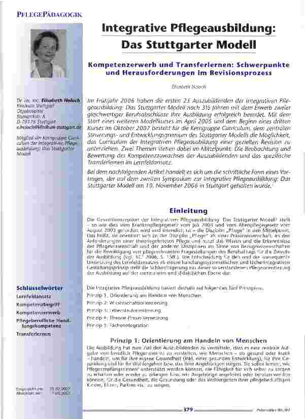 Vorschauseite 1: Integrative Pflegeausbildung: Das Stuttgarter Modell