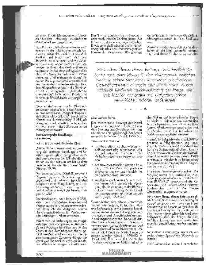 Vorschauseite 6: Integration von Pflegewissenschaft und Pflegemanagement unter pädagogischen Gesichtspunkten