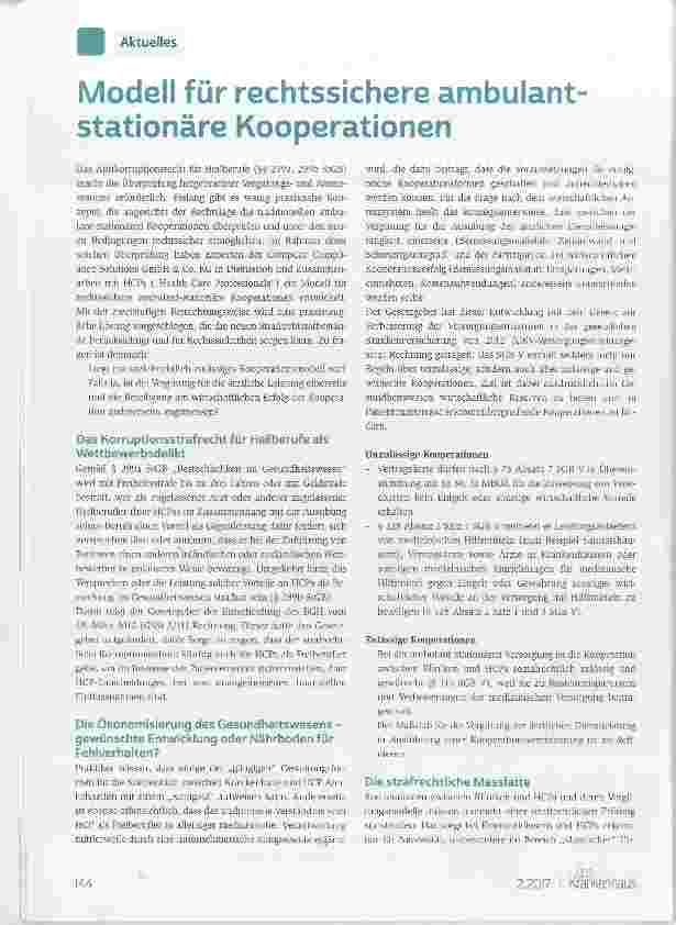 Vorschauseite 1: Modell für rechtssichere ambulant-stationäre Kooperationen