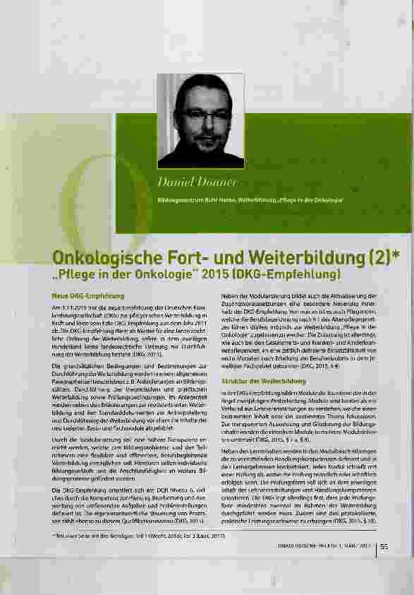 Vorschauseite 1: Onkologische Fortund Weiterbildung (2)