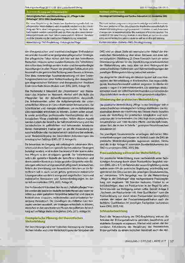 Vorschauseite 3: Onkologische Fortund Weiterbildung (2)