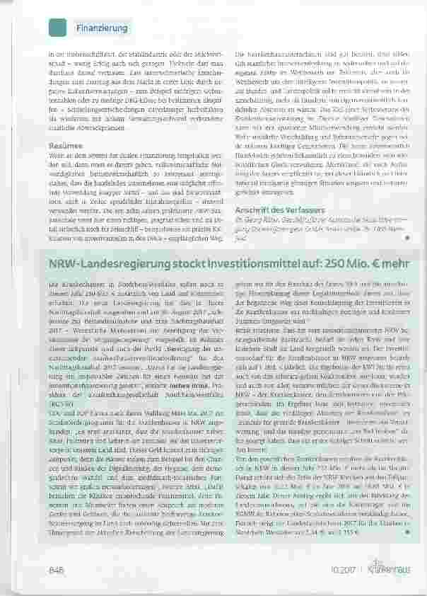 Vorschauseite 5: Krankenhausinvestitionsfinanzierung in NRW