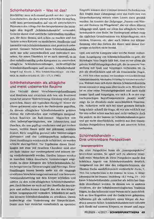 Vorschauseite 2: SCHONHEITSHANDELN VON MENSCHEN MIT DEMENZ IM PFLEGEHEIM