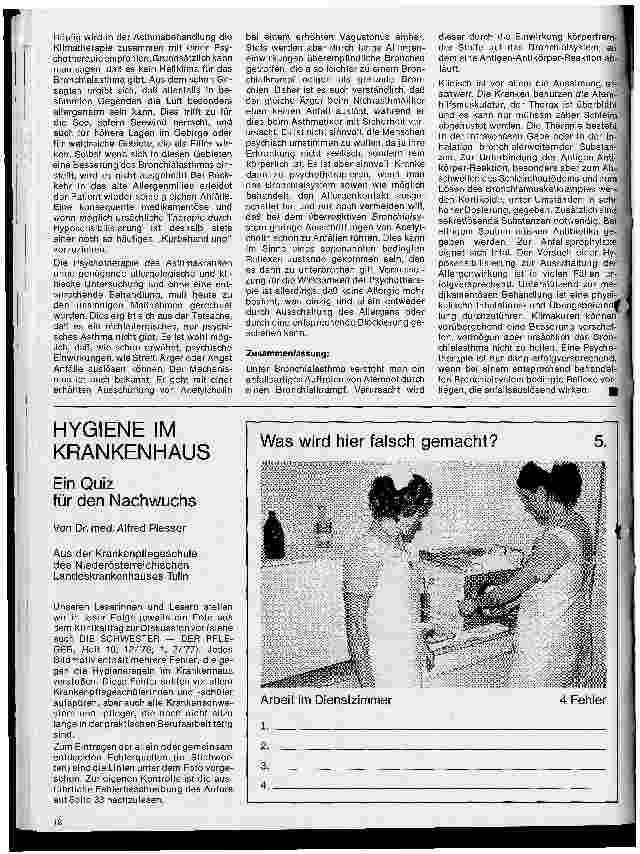Vorschauseite 1: Hygiene im Krankenhaus Ein Quiz für den Nachwuchs