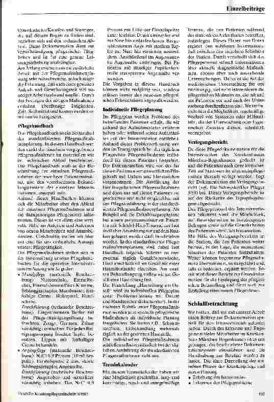Vorschauseite 6: Erfahrungen mit der individuellen Pflegeplanung und Pflegedokumentation in der Intensivpflege