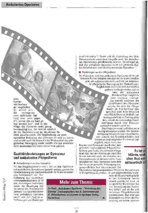 Vorschauseite 5: Vernetzte Kompetenz schaffen Ambulantes Operieren - die Herausforderung für ambulante Dienste Ohne integrierte Versorgung geht es nicht (Fritz) Die Zusammenarbeit wird enger (Stef…