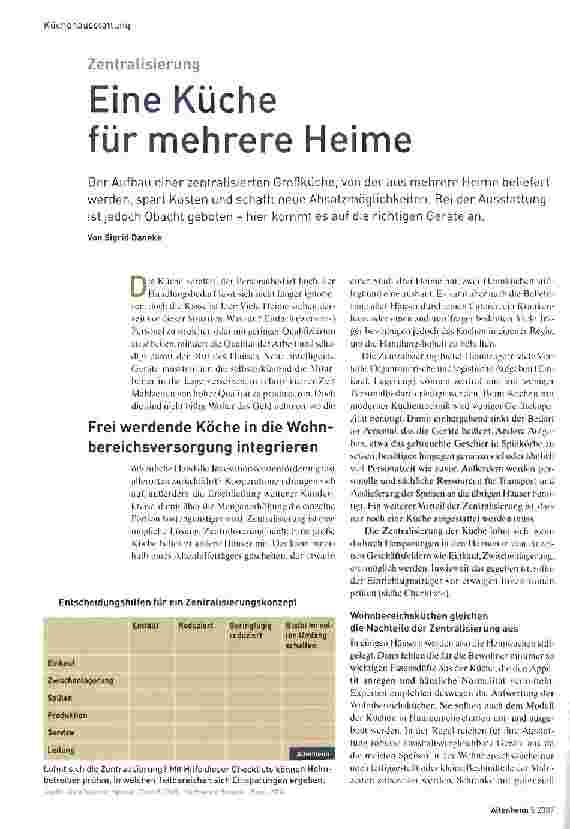 Vorschauseite 1: Eine Küche für mehrere Heime