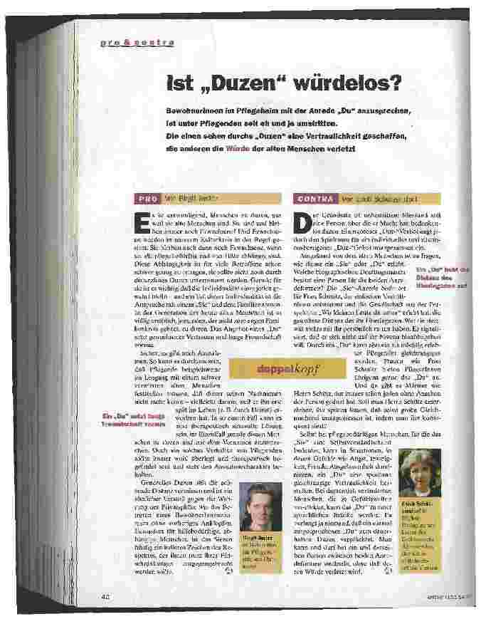 Vorschauseite 1: Ist Duzen würdelos?