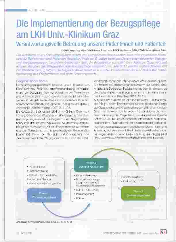 Vorschauseite 1: Die Implementierung der Bezugspflege am LKH Univ.-Klinikum Graz