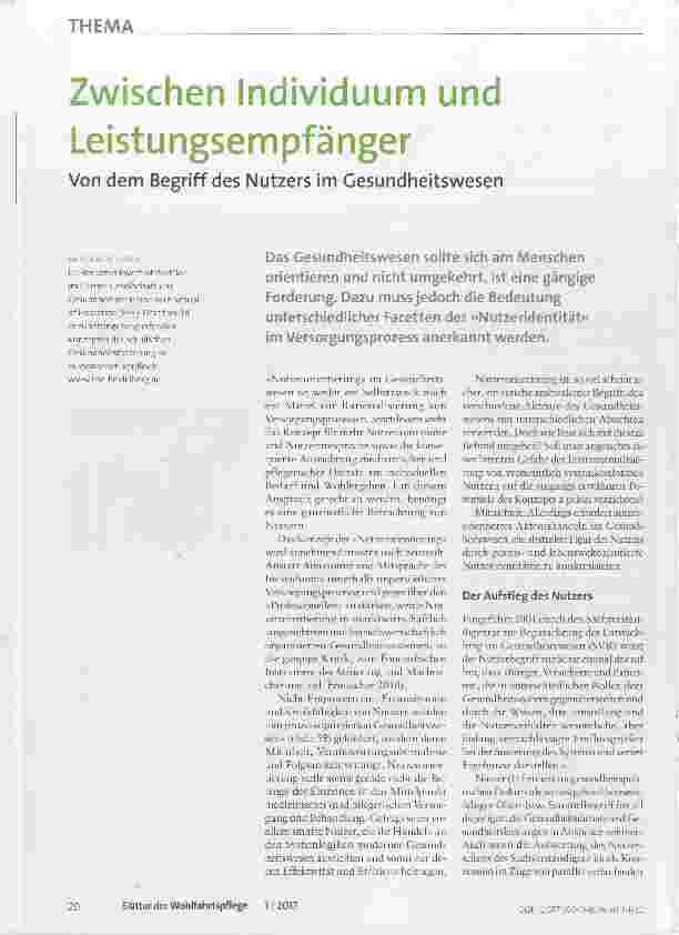 Vorschauseite 1: Zwischen Individuum und Leistungsempfänger