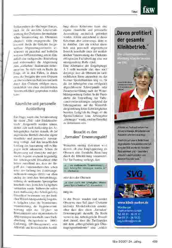 Vorschauseite 2: Oberärzte 1. und 2. Klasse