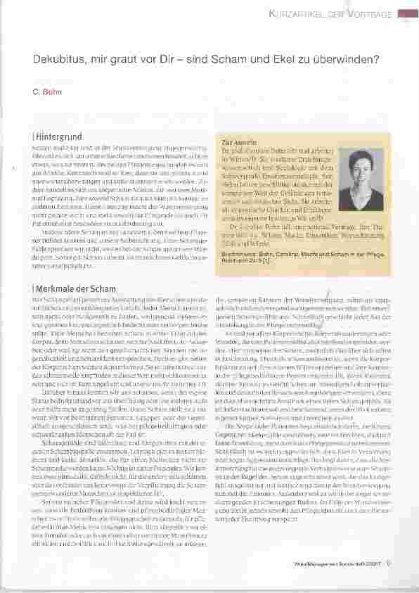 Vorschauseite 1: Dekubitus, mir graut vor Dir sind Scham und Ekel zu überwinden?