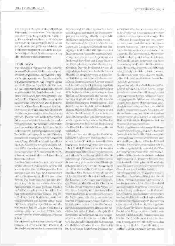 Vorschauseite 4: Vergleich der Empfindlichkeit von Prüfsystemen zum Proteinnachweis auf chirurgischen Instrumenten