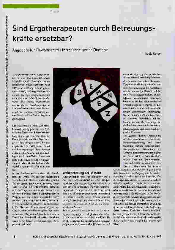 Vorschauseite 1: Sind Ergotherapeuten durch Betreuungskräfte ersetzbar?