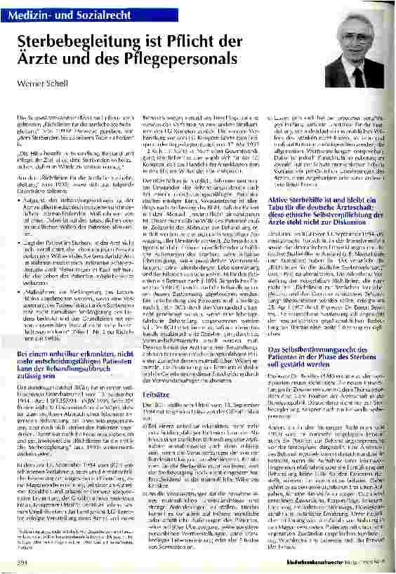 Vorschauseite 1: Sterbebegleitung ist Pflicht der Ärzte und des Pflegepersonals