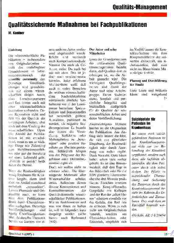Vorschauseite 1: Qualitätssichernde Maßnahmen bei Fachpublikationen