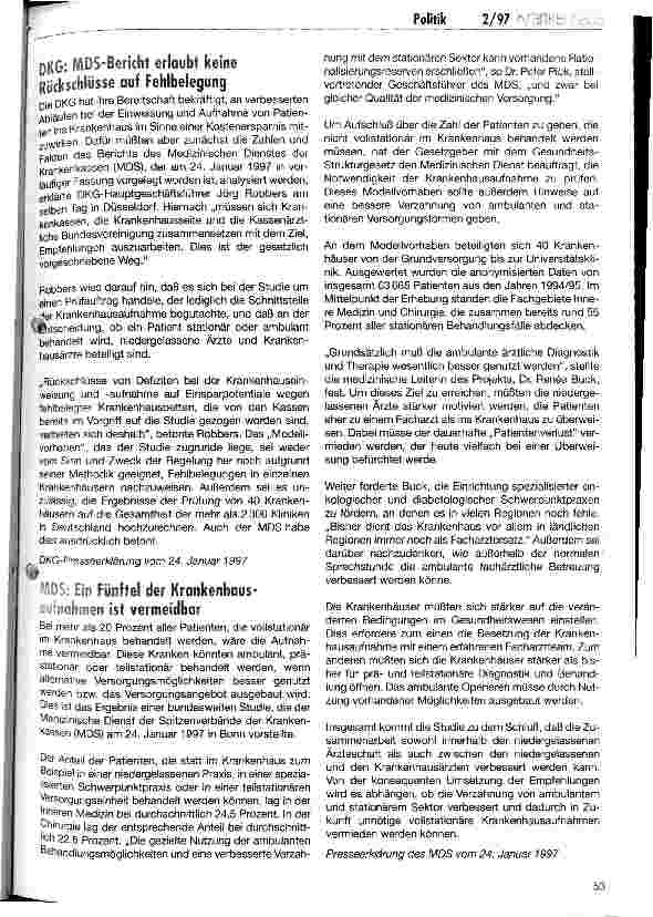 Vorschauseite 5: Klare Spielregeln zum Thema Fehlbelegung im Krankenhaus