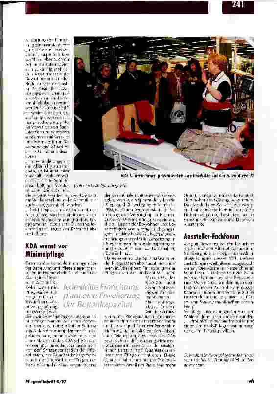 Vorschauseite 3: Immer weniger Pflegende versorgen immer mehr Menschen Altenpflegemesse in Nürnberg
