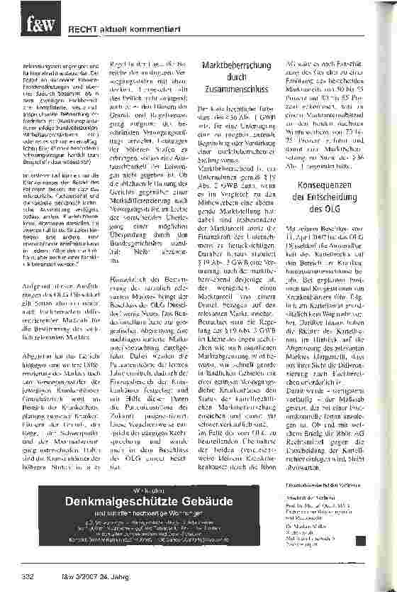 Vorschauseite 5: Krankenhäuser und Kartellrecht: Verbot von Krankenhausfusion bestätigt