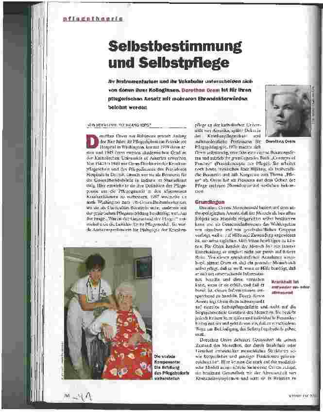 Vorschauseite 1: Selbstbestimmung und Selbstpflege