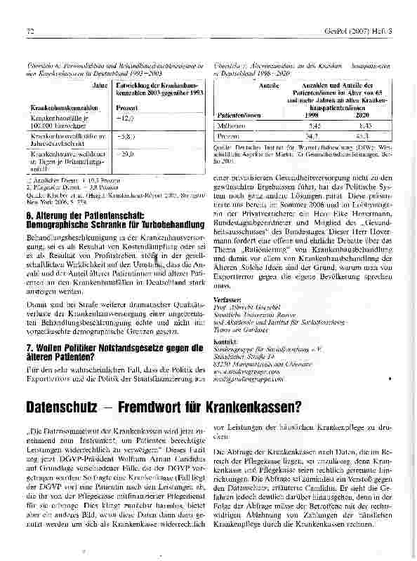 Vorschauseite 1: Datenschutz - Fremdwort für Krankenkassen?