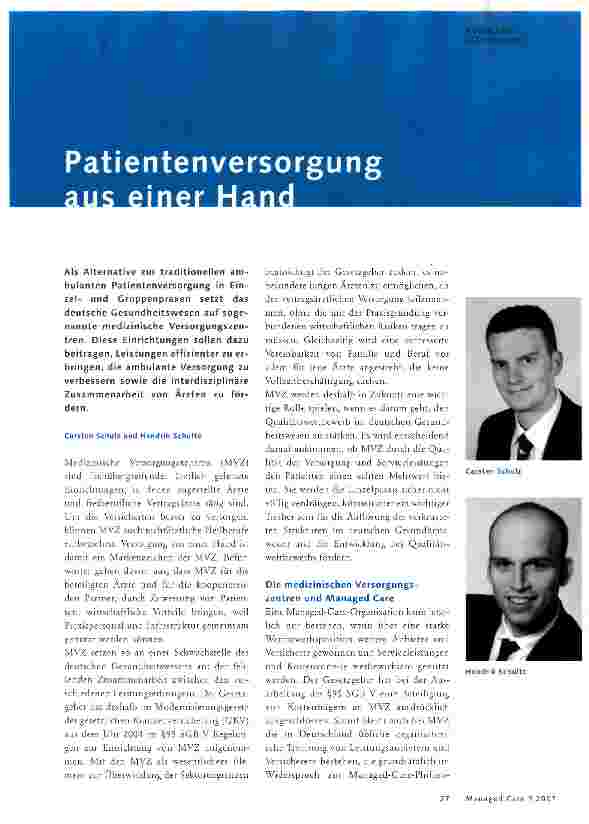 Vorschauseite 1: Patientenversorgung aus einer Hand