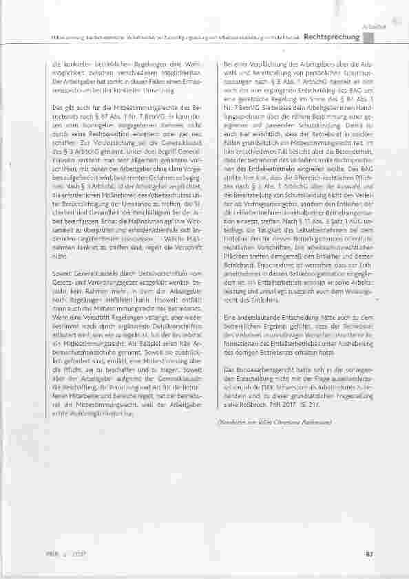 Vorschauseite 5: Mitbestimmung des Betriebsrats im Verleihbetrieb bei Zurverfügungstellung von Arbeitsschutzkleidung im Entleihbetrieb