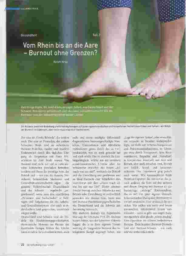 Vorschauseite 1: Vom Rhein bis an die Aare - Burnout ohne Grenzen?