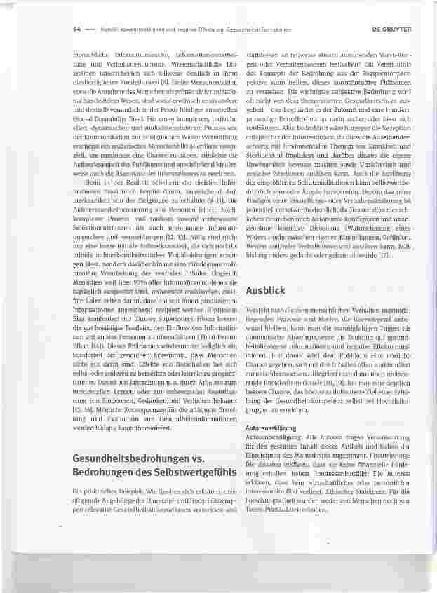 Vorschauseite 2: Abwehrreaktionen und negative Effekte von GesundheitsinformationenDefensive processes and negative effects of health information