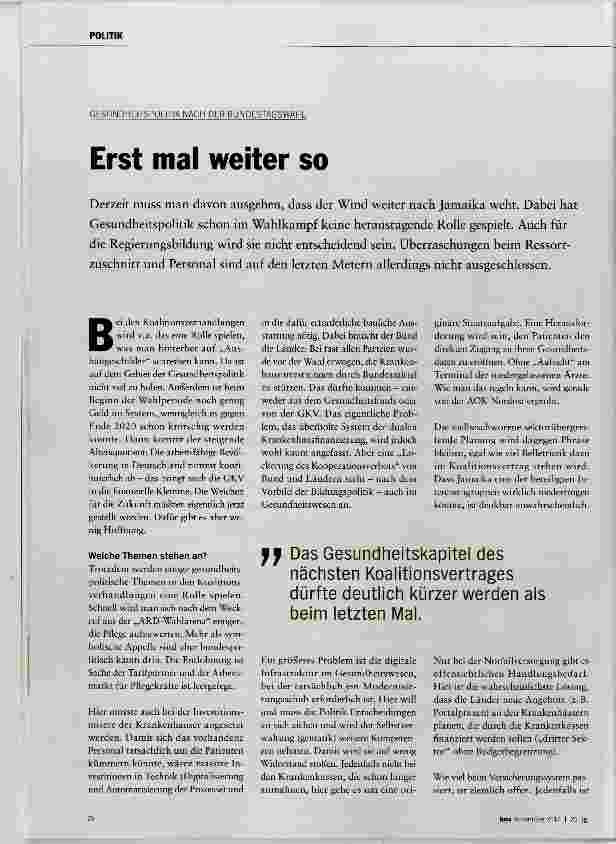 Vorschauseite 1: Erst mal weiter so