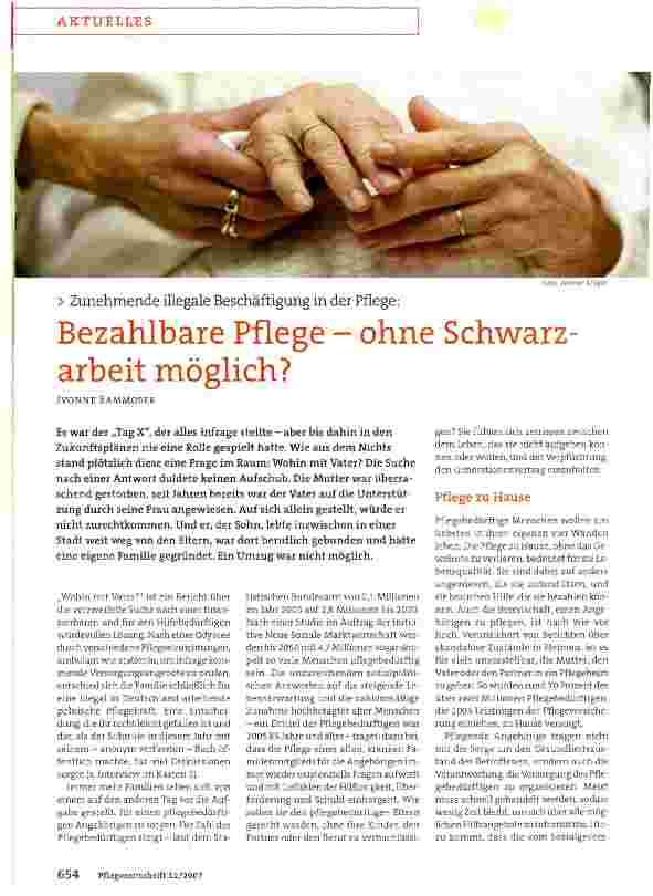 Vorschauseite 1: Bezahlbare Pflege - ohne Schwarzarbeit möglich?